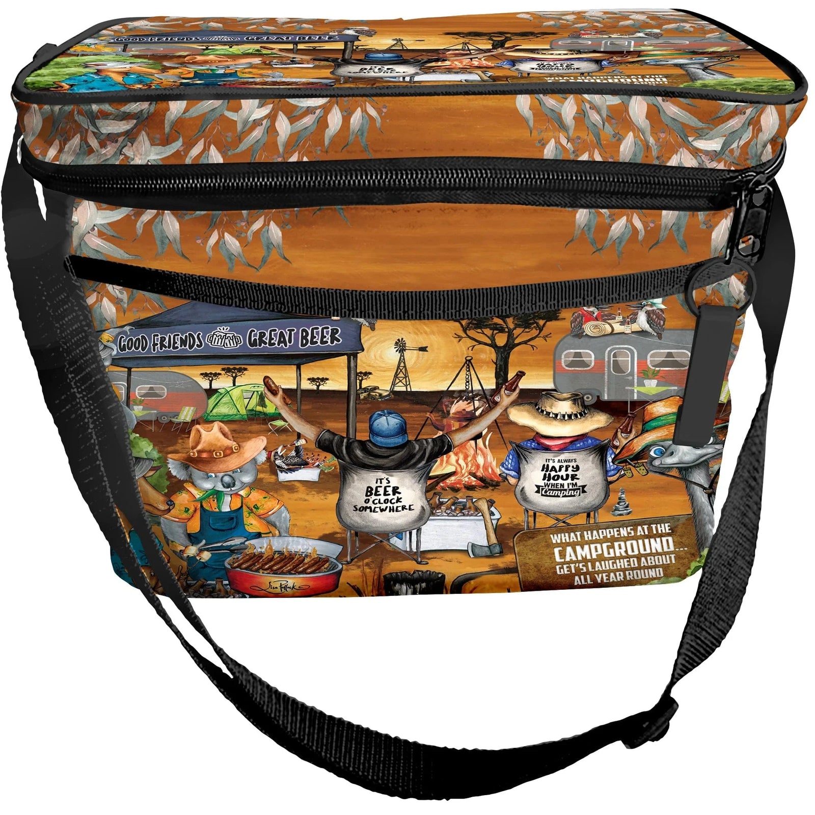 Lisa Pollock Camp Happy Hour Insulated Cooler Bag Lisa Pollock