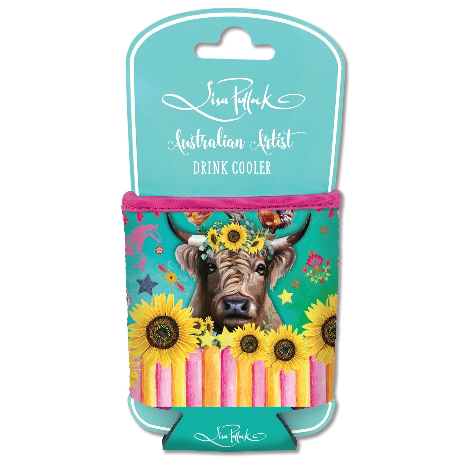 Lisa Pollock Carnival Cow Can Cooler Lisa Pollock