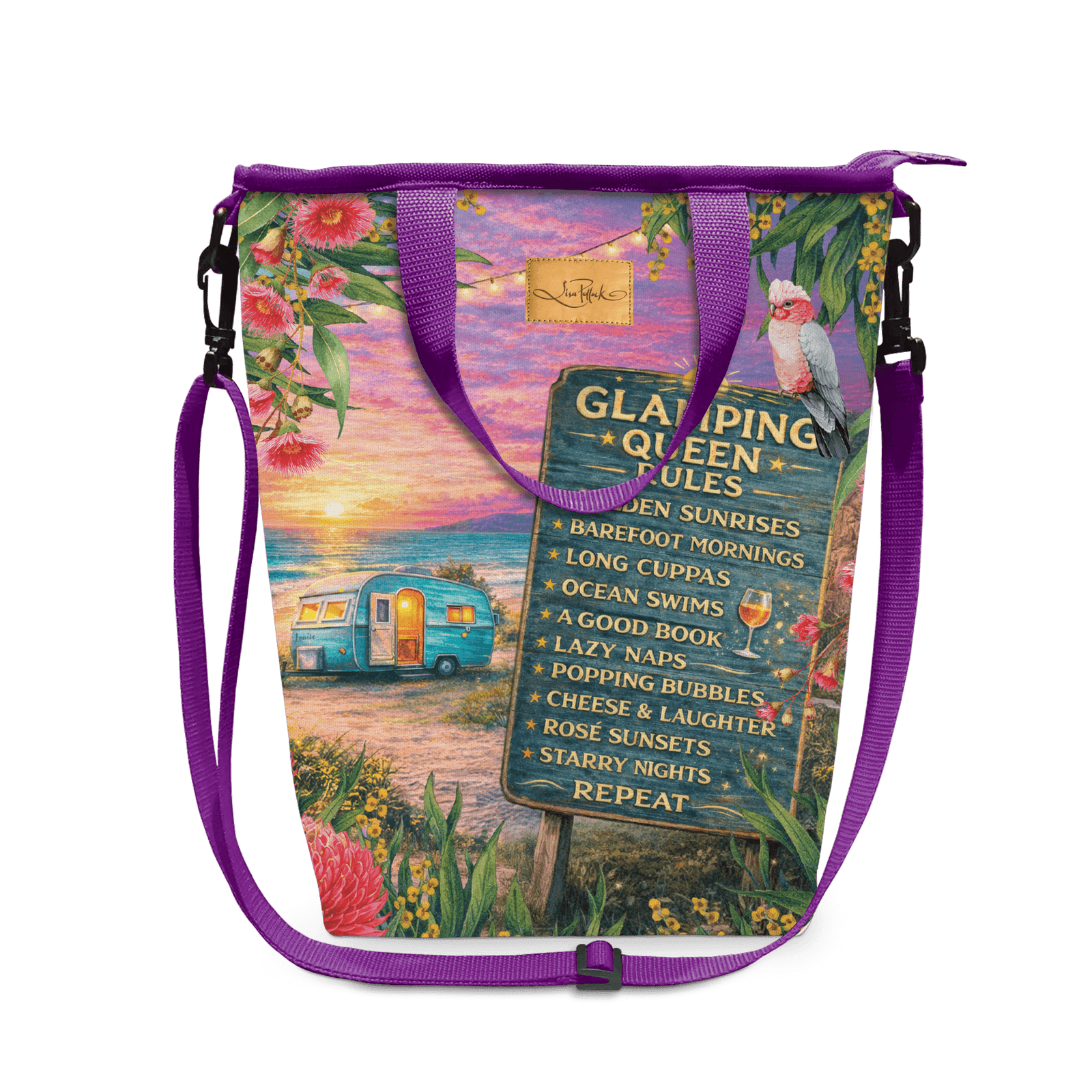 Lisa Pollock Insulated Cooler Bag -Glamping Queen Rules Lisa Pollock