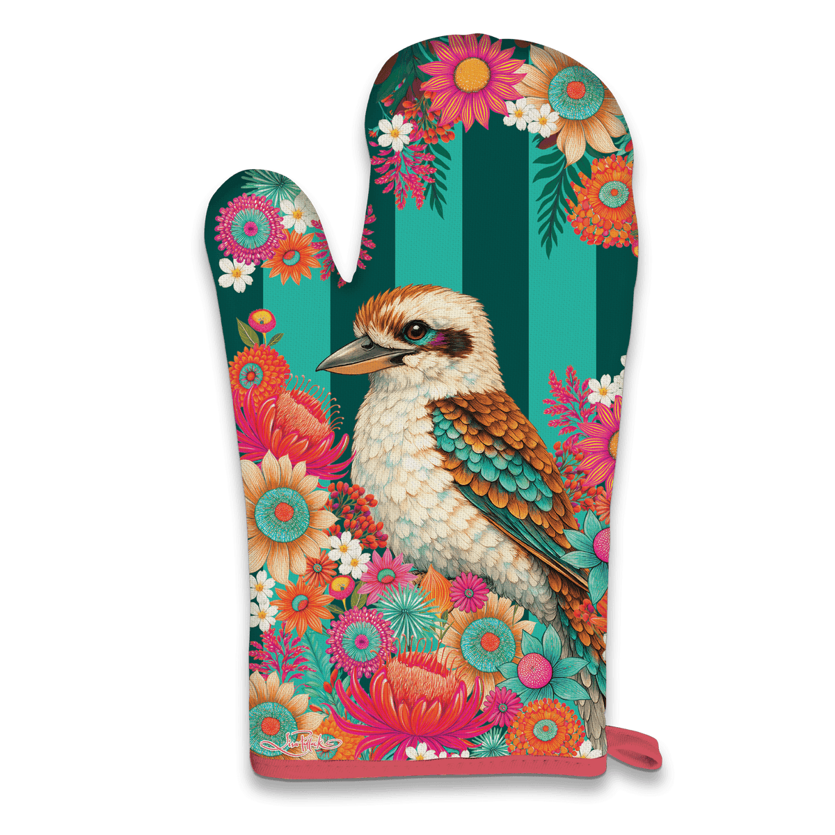 Lisa Pollock Oven Mitt &amp; Pot Holder - Brilliant Kookaburra Lisa Pollock