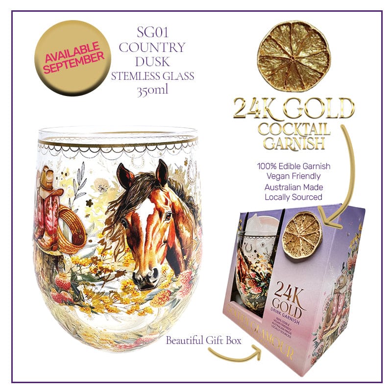 Lisa Pollock Stemless Glass - Country Dusk Lisa Pollock