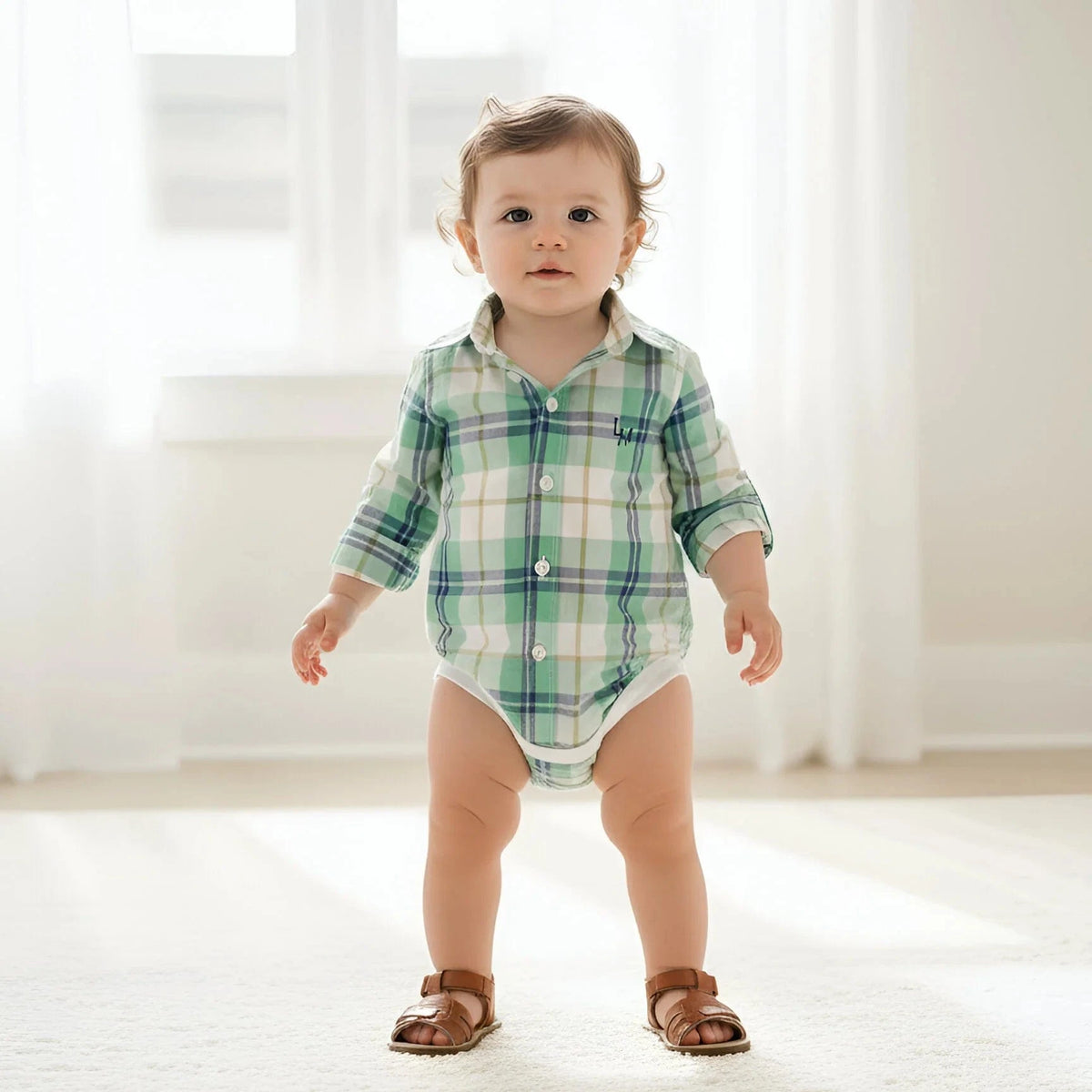 Love Henry Baby Boy's Dress Shirt Romper Love Henry