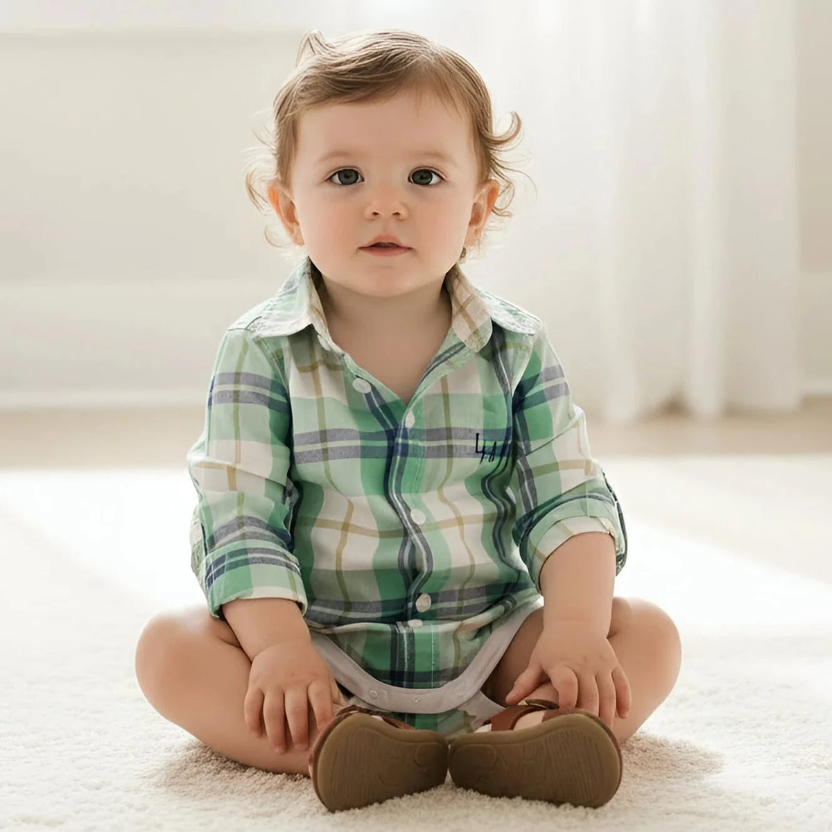 Love Henry Baby Boy's Dress Shirt Romper Love Henry