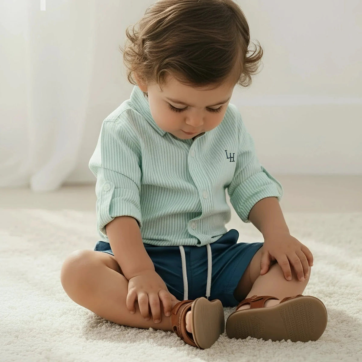 Love Henry Baby Boy's Oxford Dress Shirt Romper Love Henry