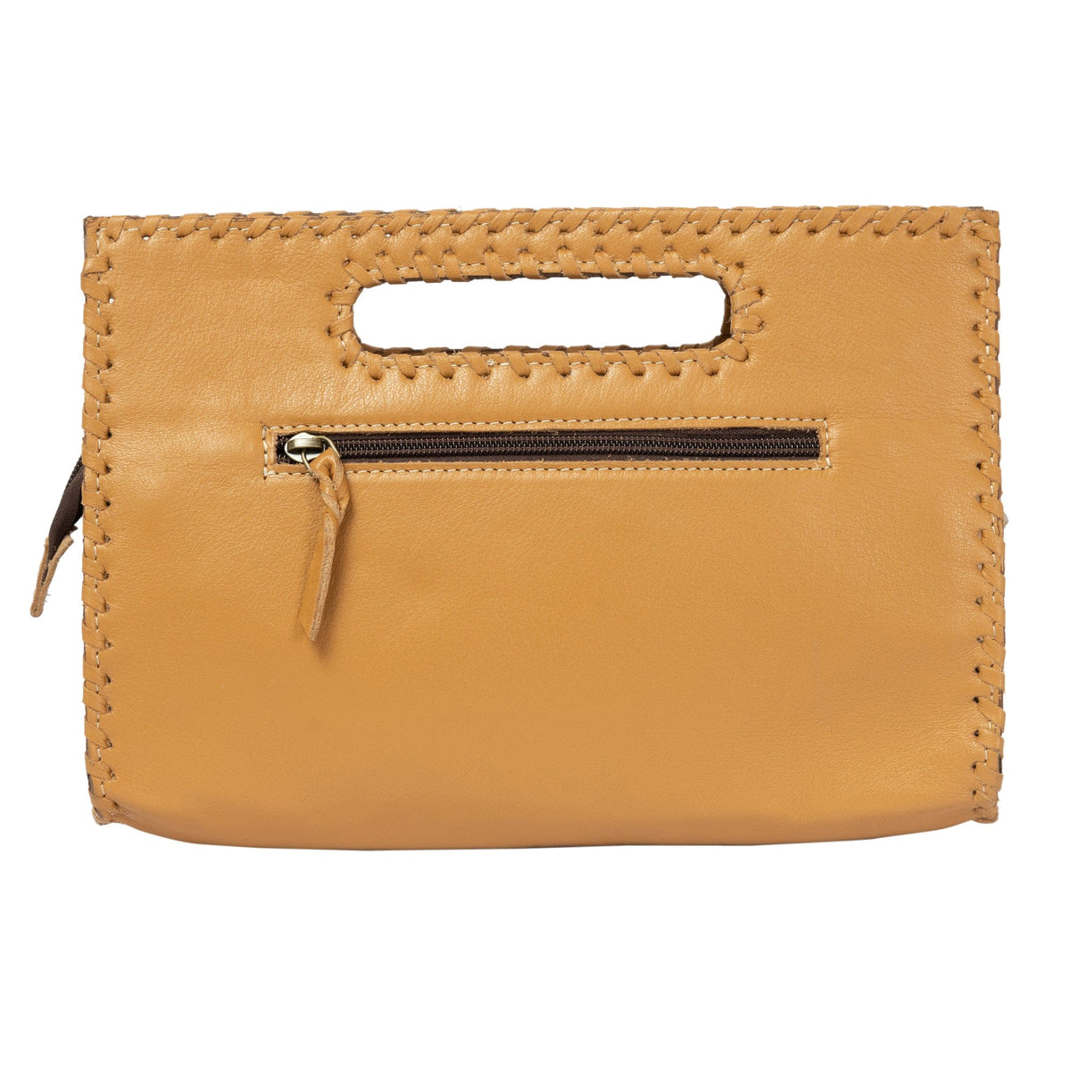 Messina Tan Cowhide Medium Bag with Tooled Cutwork The Design Edge