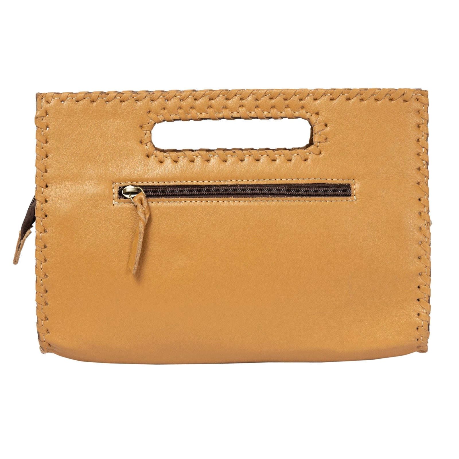 Messina Tan Cowhide Medium Bag with Tooled Cutwork The Design Edge