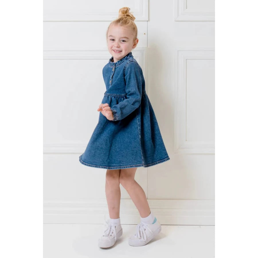 Milky Girl's Mid Wash Denim Dress Milky