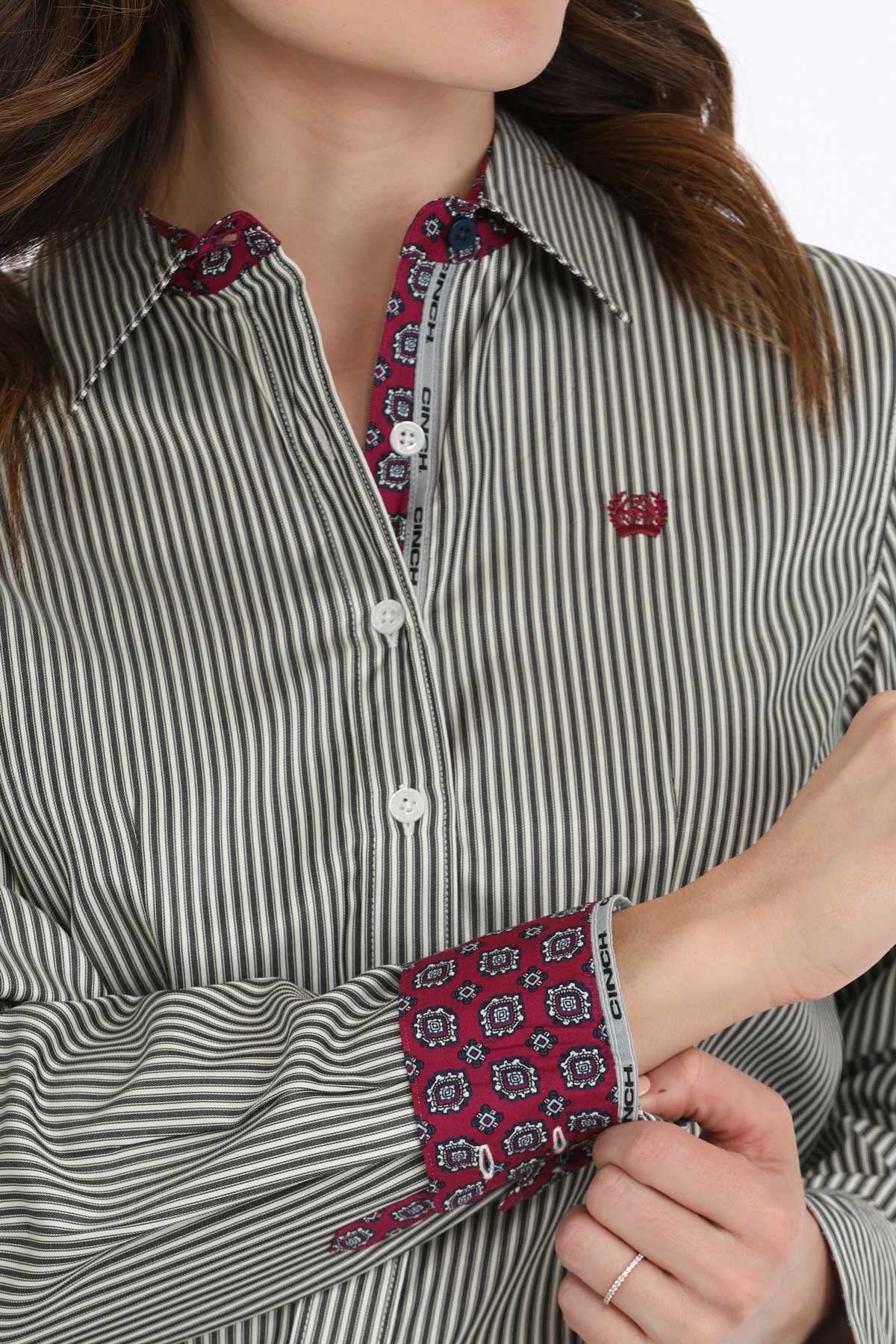 Cinch Women's Tencel Stripe L/S Western Shirt