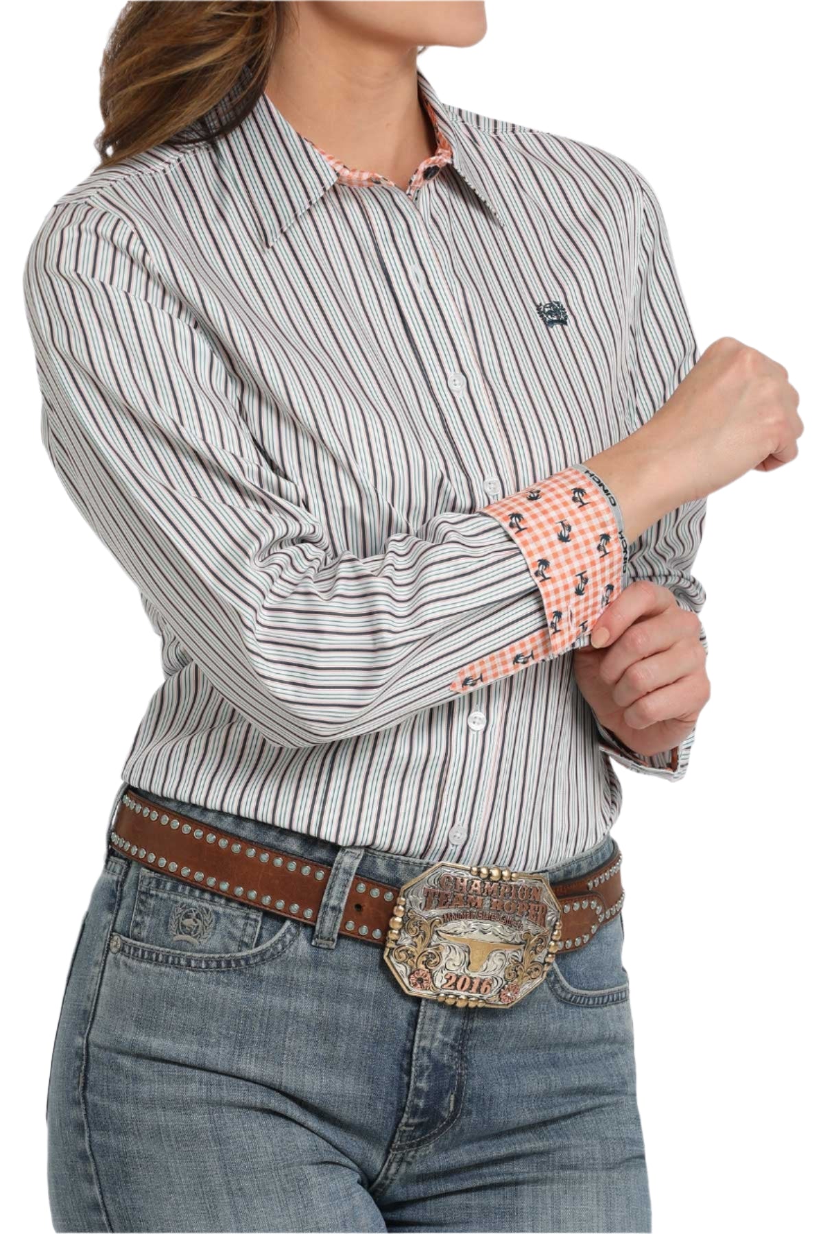 Cinch Women's Tencel Stripe L/S Western Shirt