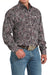 Cinch Men's Paisley Print L/S Western Shirt. Man wearing a patterned shirt and jeans on a white background