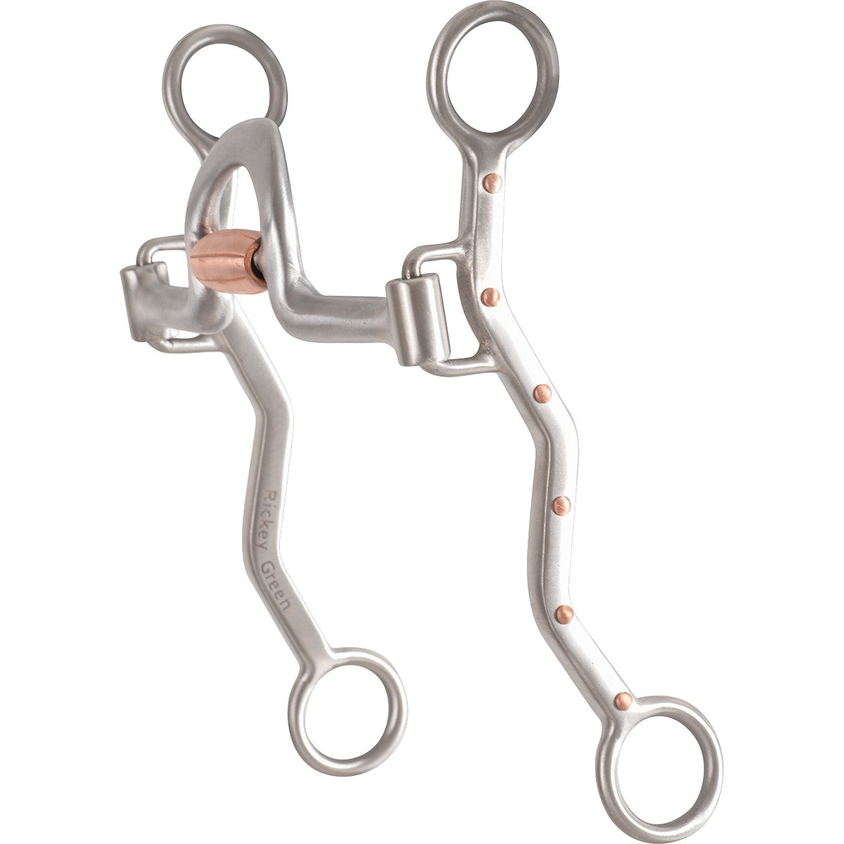 Classic Equine Rickey Green Shank Roping Bit with Gentle Setter Port Roller