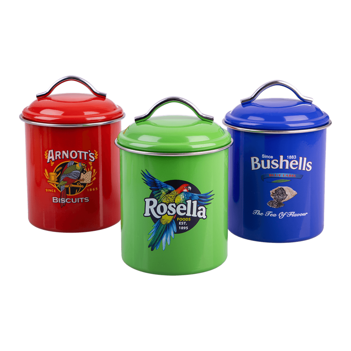 Rojo Arnott's, Bushells & Rosella Canisters-Set of 3 Donaldson Enterprises