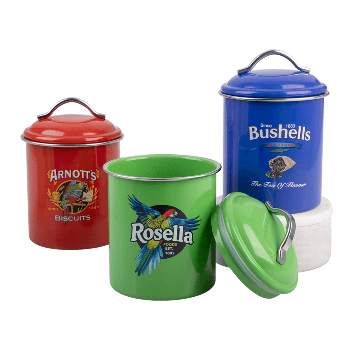 Rojo Arnott's, Bushells & Rosella Canisters-Set of 3 Donaldson Enterprises