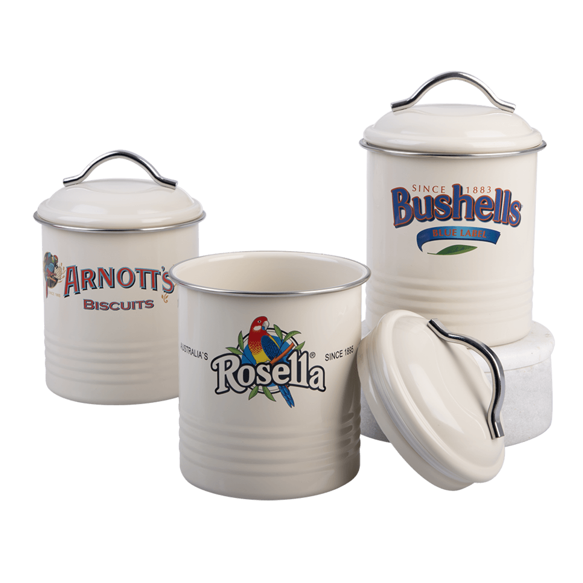 Rojo Arnott's, Bushells & Rosella Canisters-Set of 3 Donaldson Enterprises
