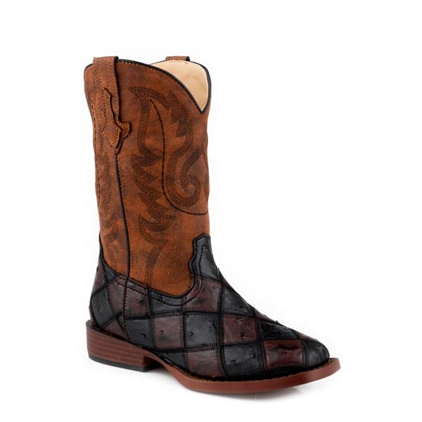 Roper Bird Blocks Big Kids Western Boot Roper