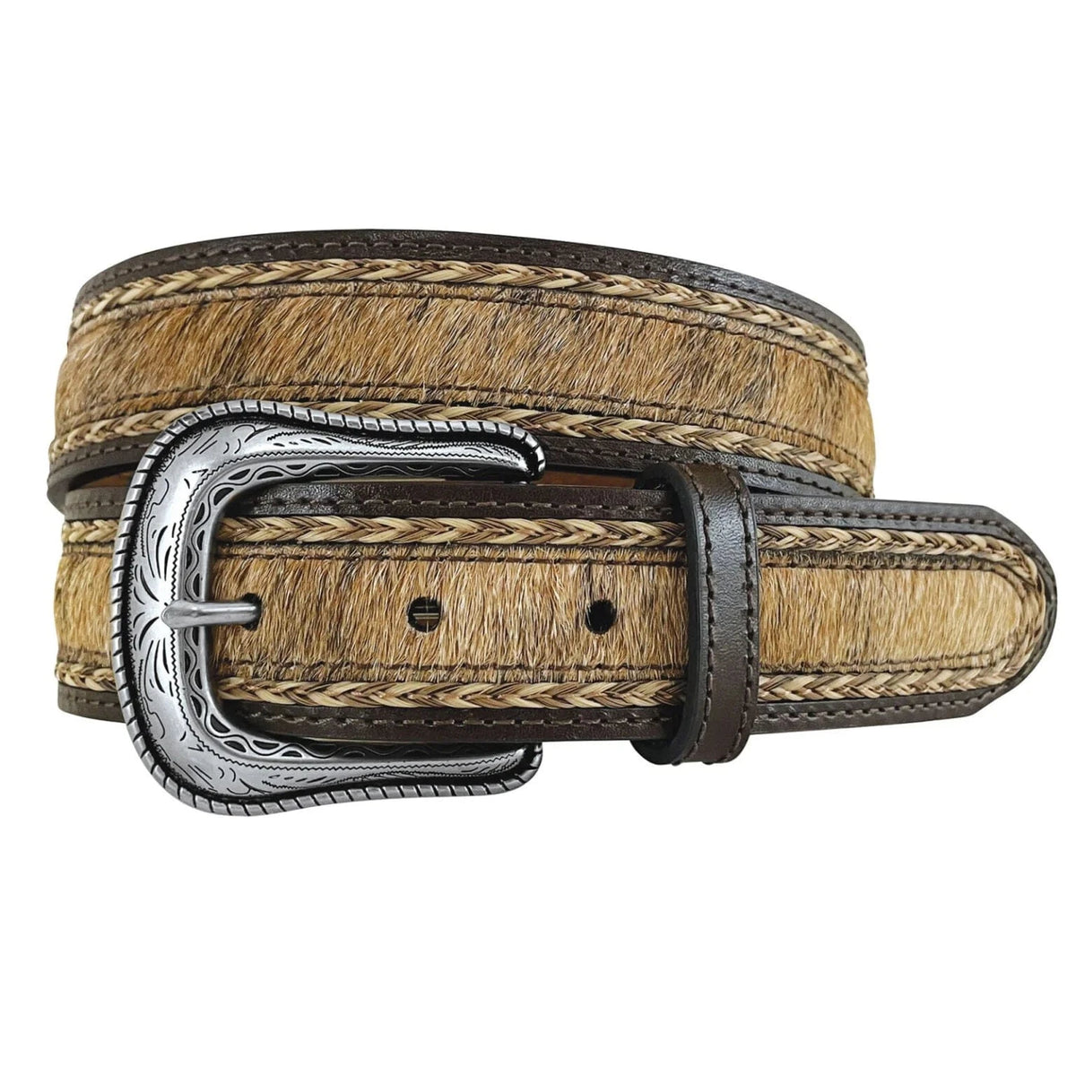 Roper Men's Genuine Leather Hair on Hide Western Belt Roper