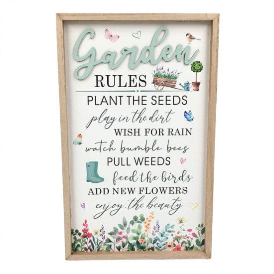 Rustic Garden Rules Wooden Sign Wendy Import