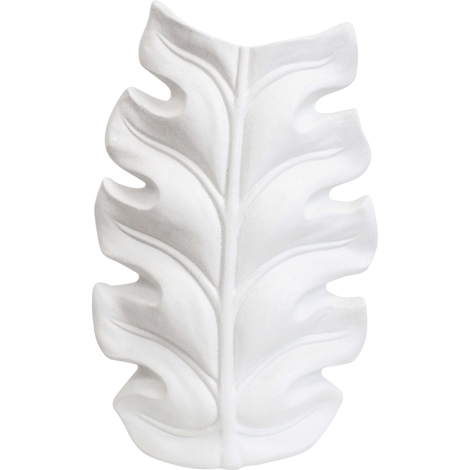 Rustic White Leaf Vase Lavida Trading