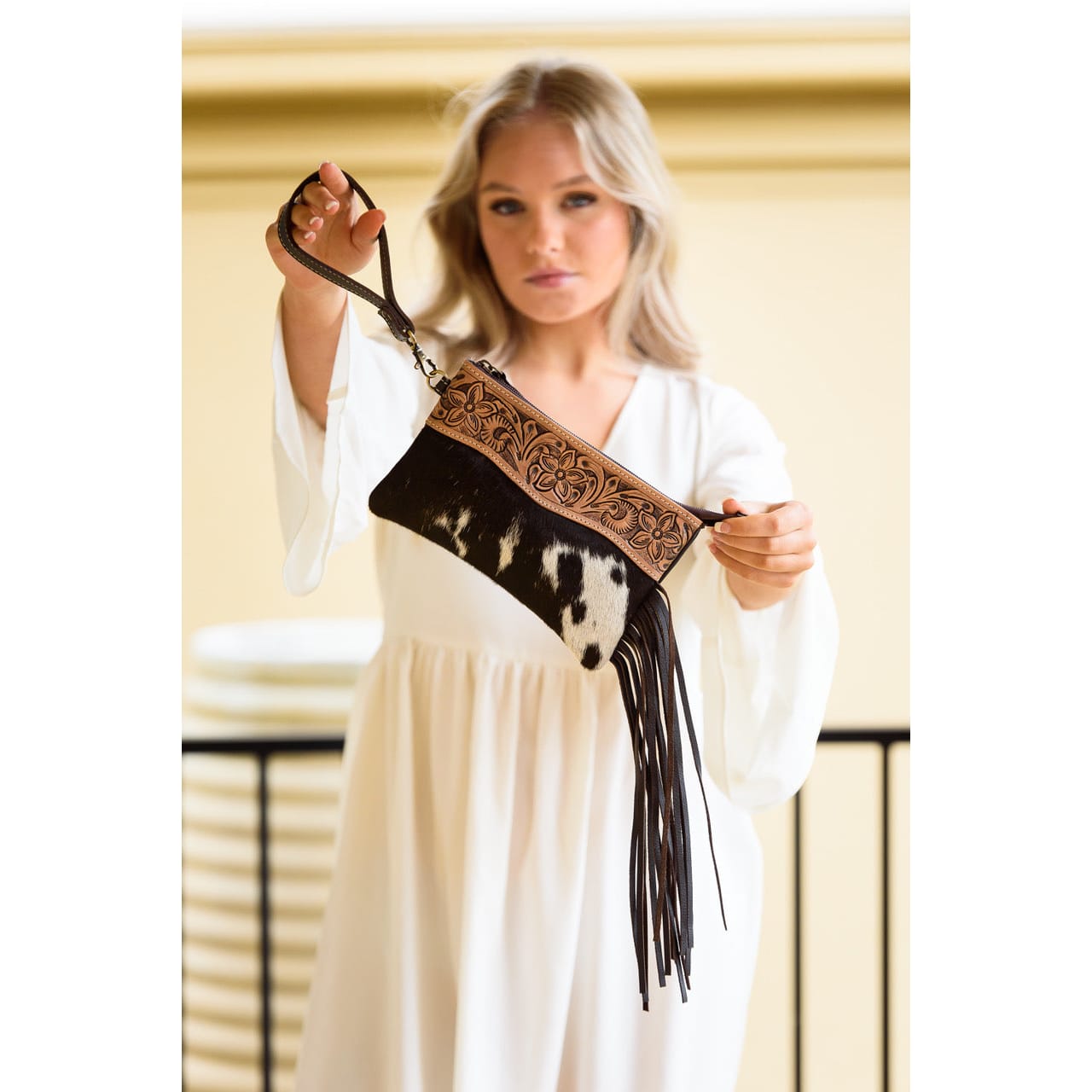 Salvador Tooling Leather Tassel Clutch The Design Edge