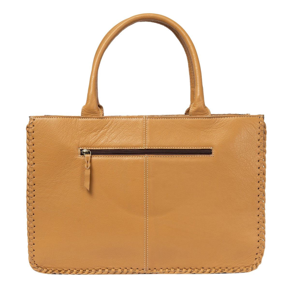 Sicily Tan Cowhide Big Bag with Tooled Cutwork The Design Edge