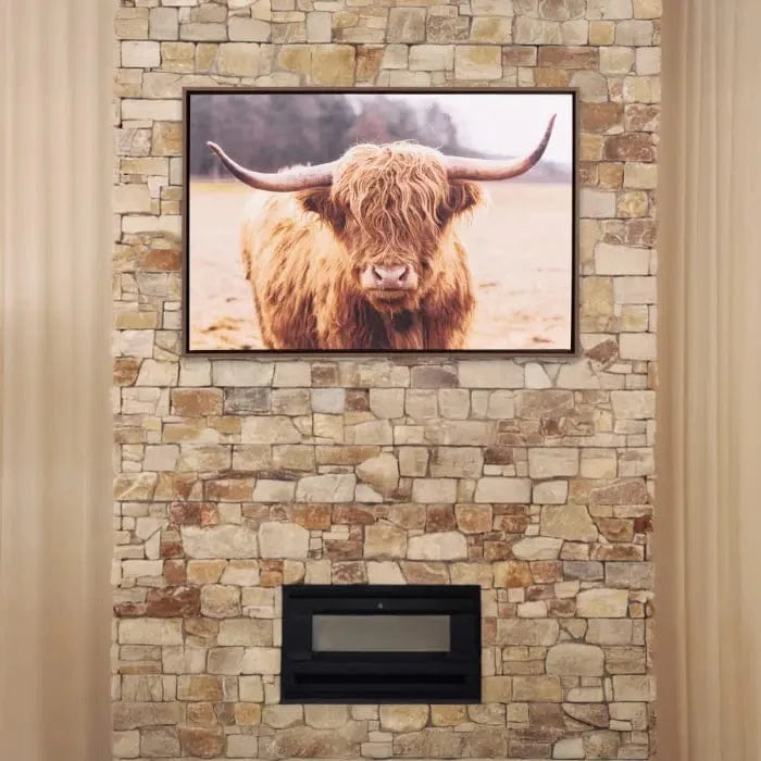 Splosh Rustic Meadow Highland Cow Framed Canvas 94x64 Splosh