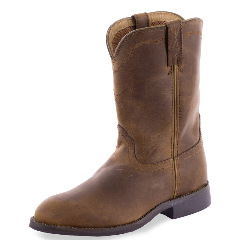 Twisted X Men's Roper Waterproof Leather Boot. Brown leather boot on a white background