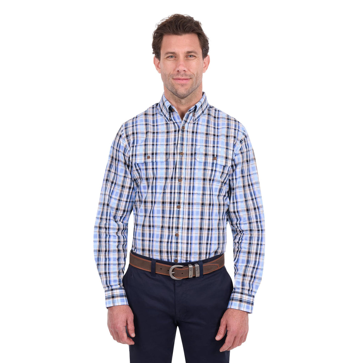 Thomas Cook Men's Roman Check 2-Pocket Long Sleeve Shirt Thomas Cook