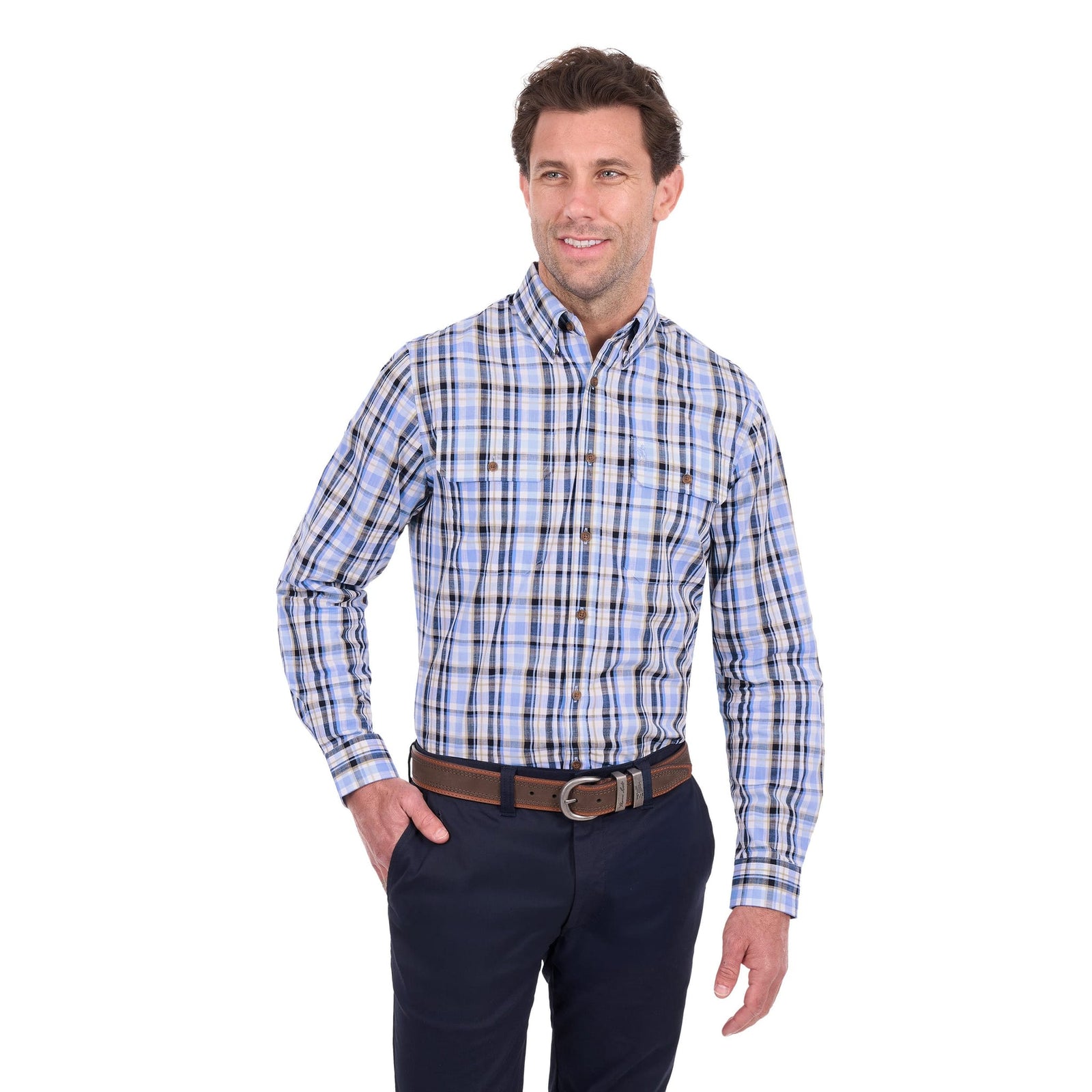 Thomas Cook Men's Roman Check 2-Pocket Long Sleeve Shirt Thomas Cook