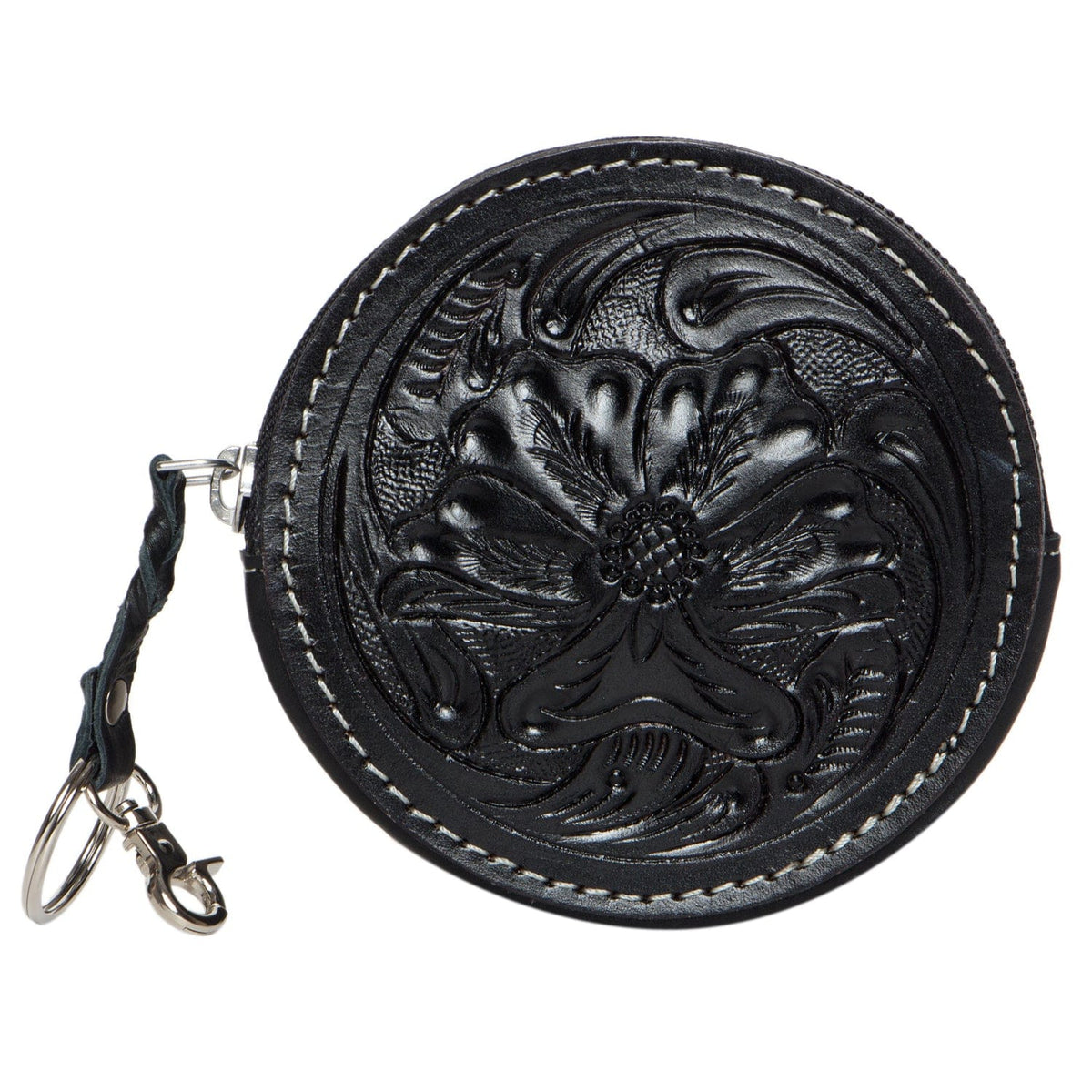 Tooling Black Leather Round Purse The Design Edge