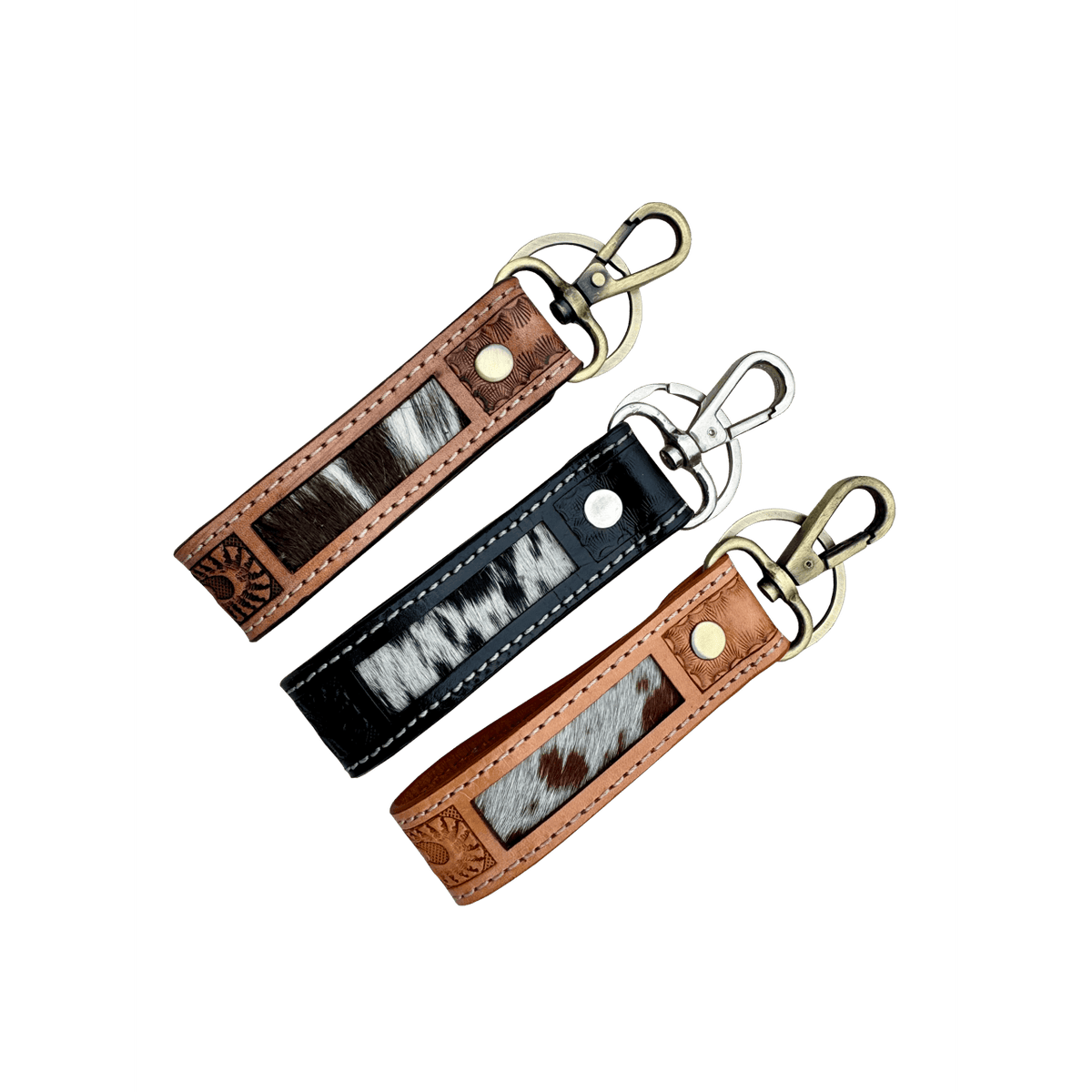 Tooling Leather and Cowhide Sleek Keyring The Design Edge