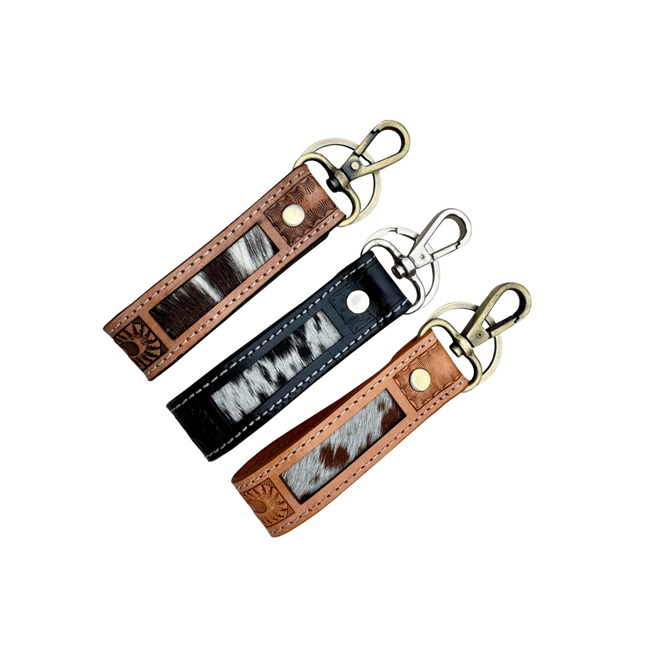 Tooling Leather and Cowhide Sleek Keyring The Design Edge