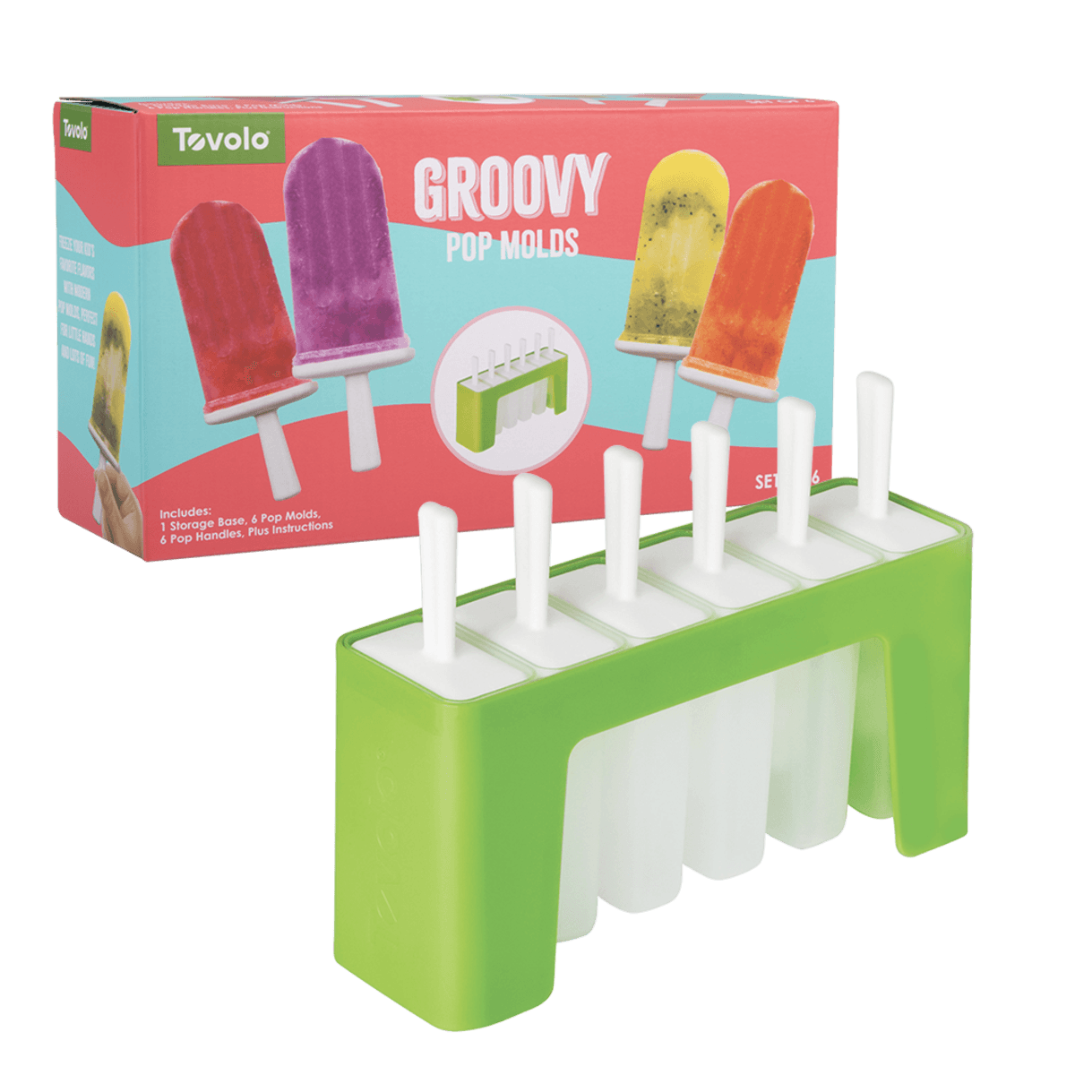 Tovolo Groovy Pop Moulds - Set of 6 with Stand Donaldson Enterprises