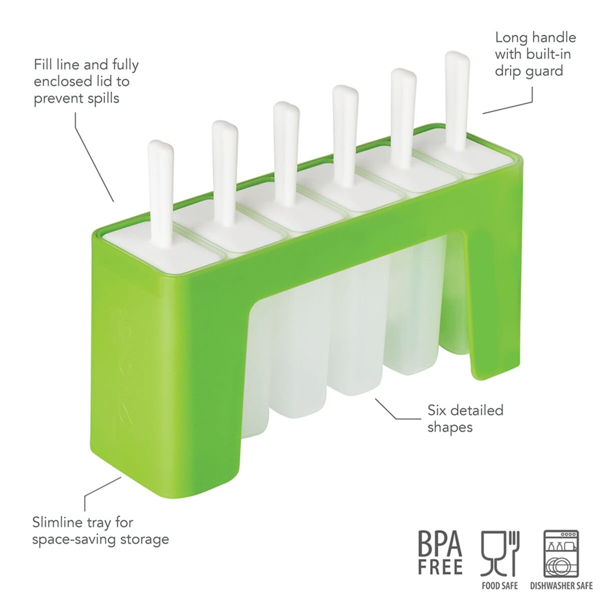 Tovolo Groovy Pop Moulds - Set of 6 with Stand Donaldson Enterprises