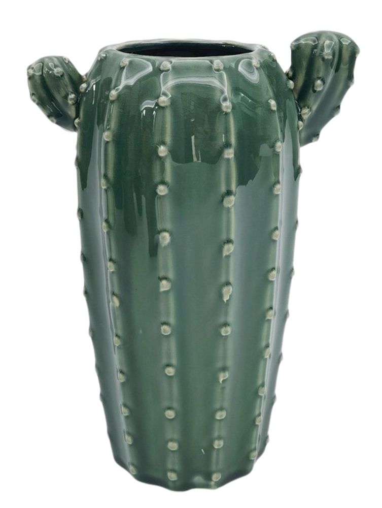 Urban Products 26cm Cactus Vase. Cactus-shaped green vase on a white background