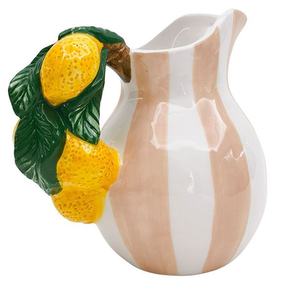 Urban Products 15cm Tuscan Lemon Jug . Ceramic pitcher with lemon design on a white background