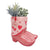 Urban Products 16cm Cowboy Boots Cherry Planter . Pink ceramic boot with heart and cherry design on a white background