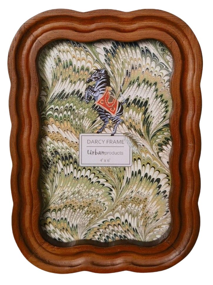 Decorative frame with a tiger design and 'Darcy Frame' label on a white background
