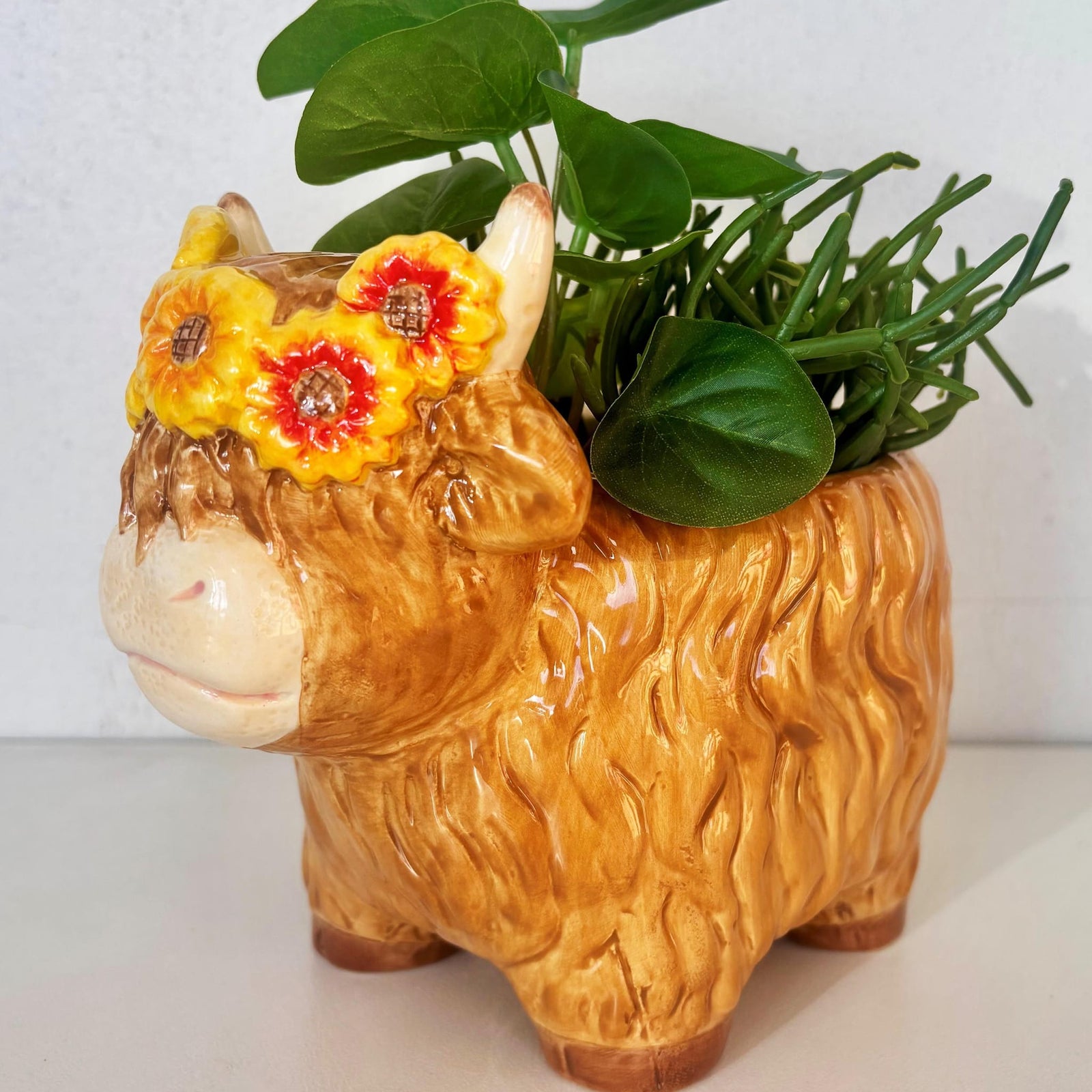 Urban Products Highland Sunflower Cow Planter Urban Products