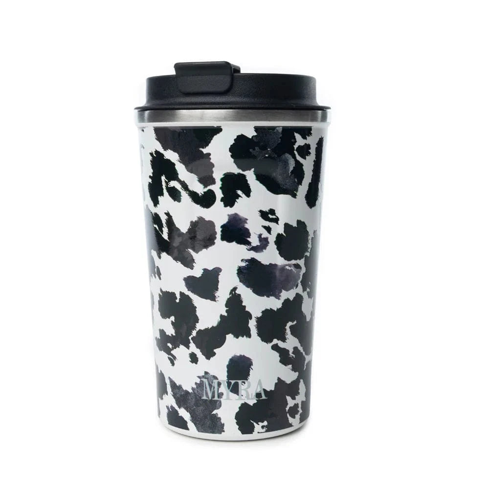 Western Trail Brew Stainless Steel Mug in Black Leopard Print Myra Bags