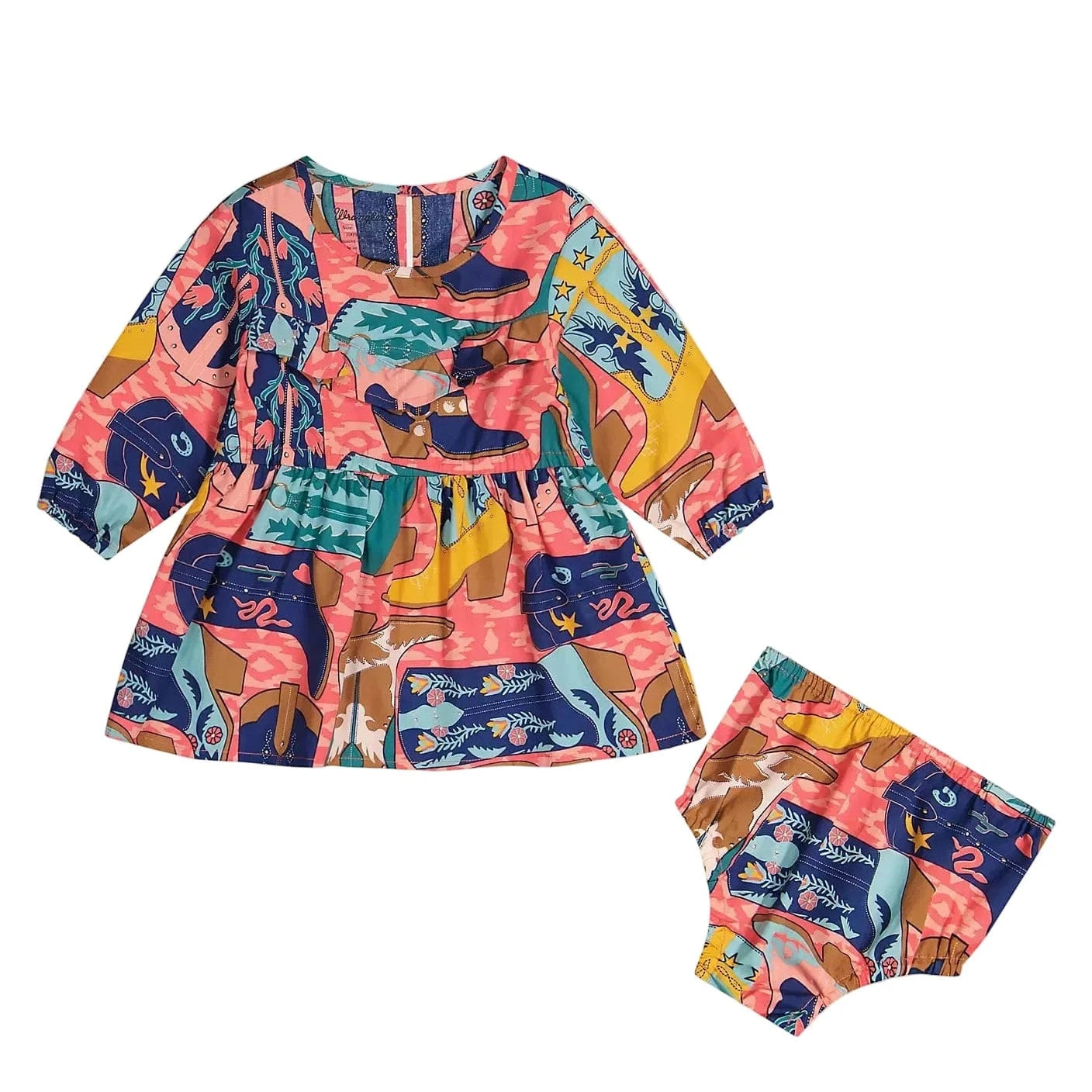 Wrangler Baby Girl's Long Sleeve Western Print Dress Wrangler