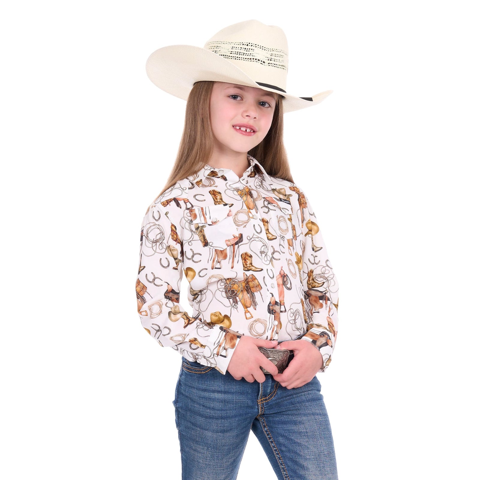 Wrangler Girl's Marilyn Print L/S Western Shirt Wrangler