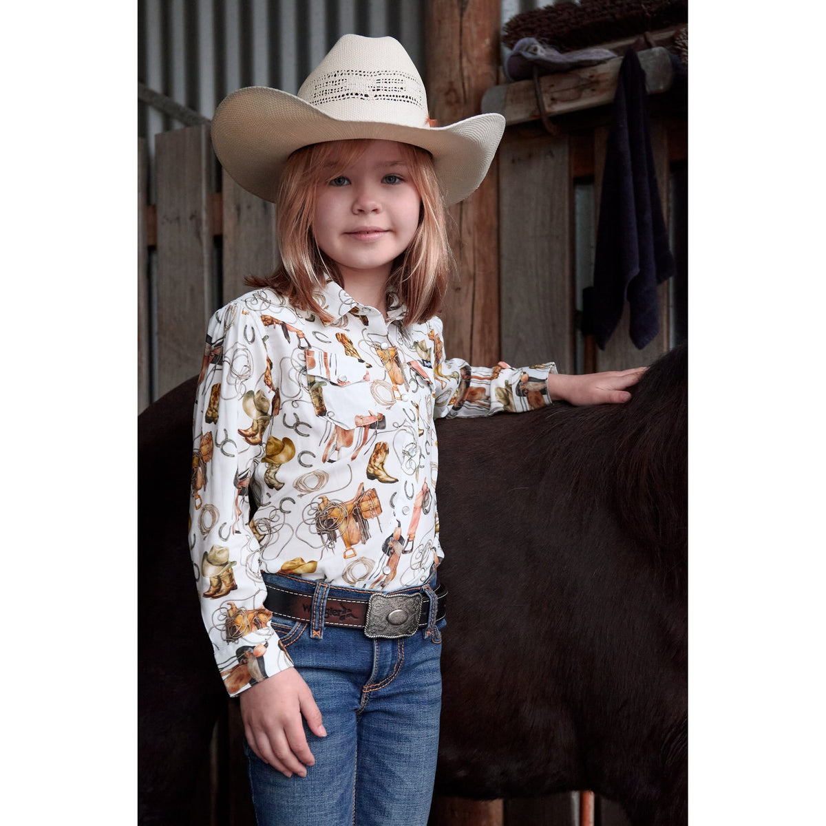 Wrangler Girl's Marilyn Print L/S Western Shirt Wrangler