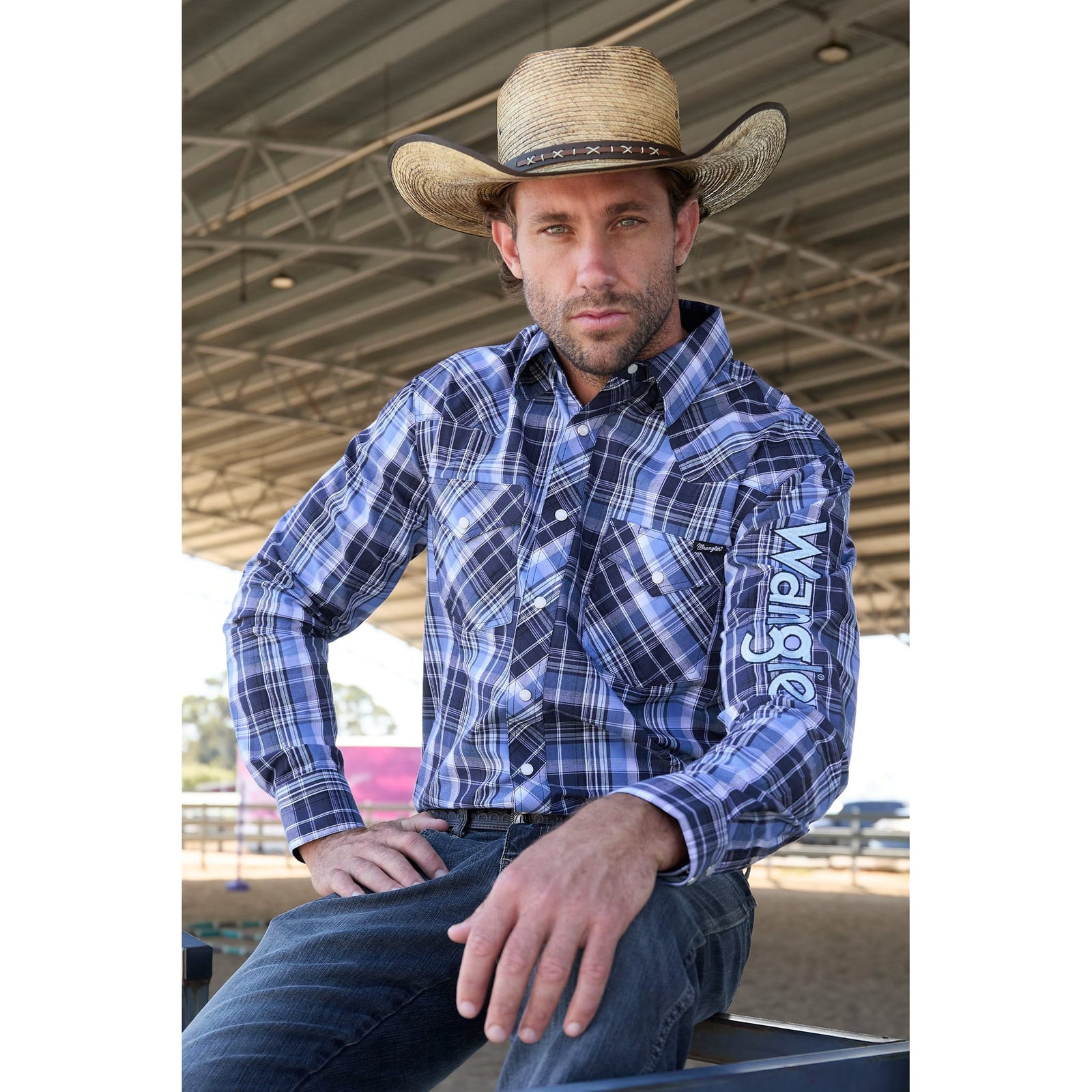Wrangler Men's Billy Logo Long Sleeve Western Shirt Wrangler