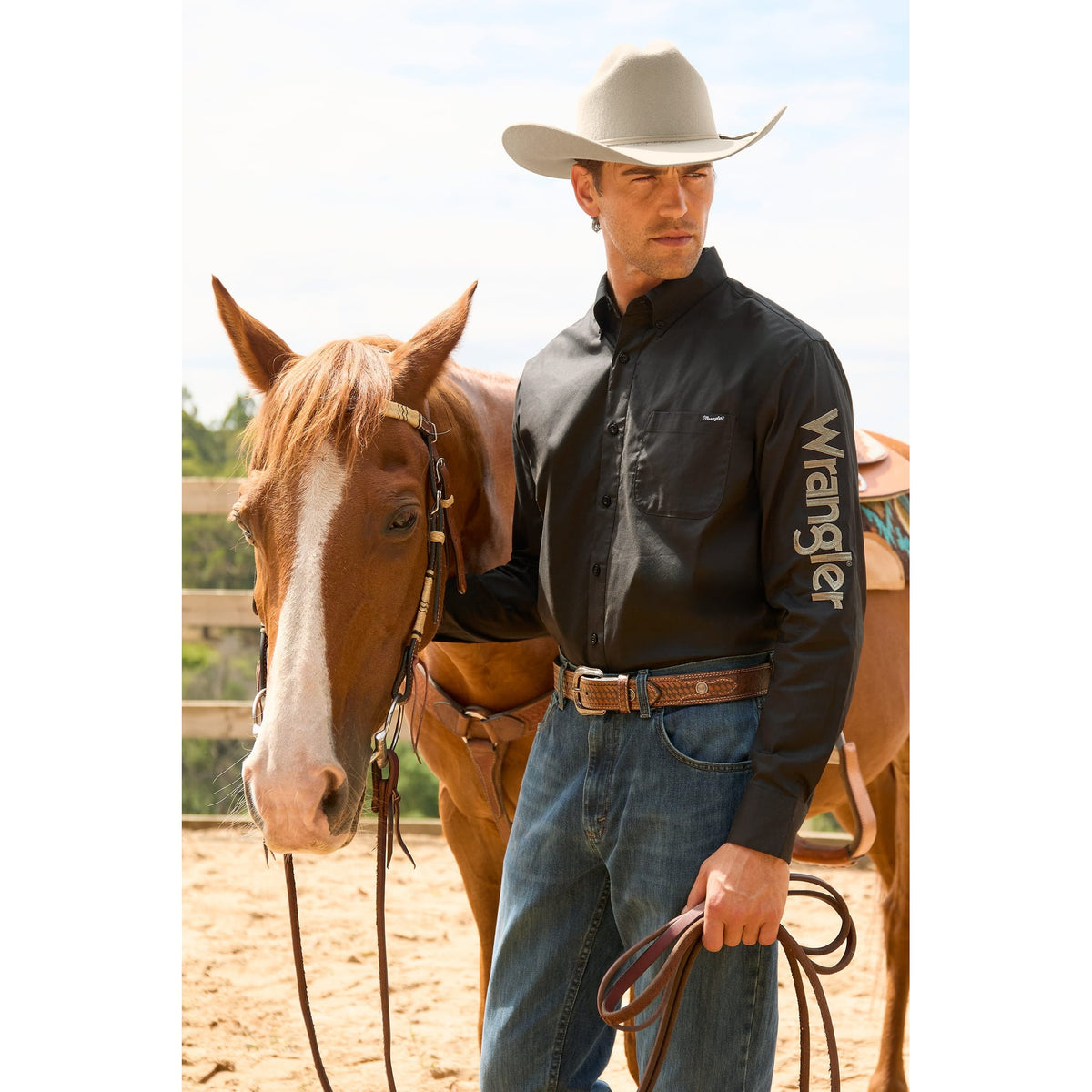 Wrangler Men's Flex Logo Western Shirt Wrangler