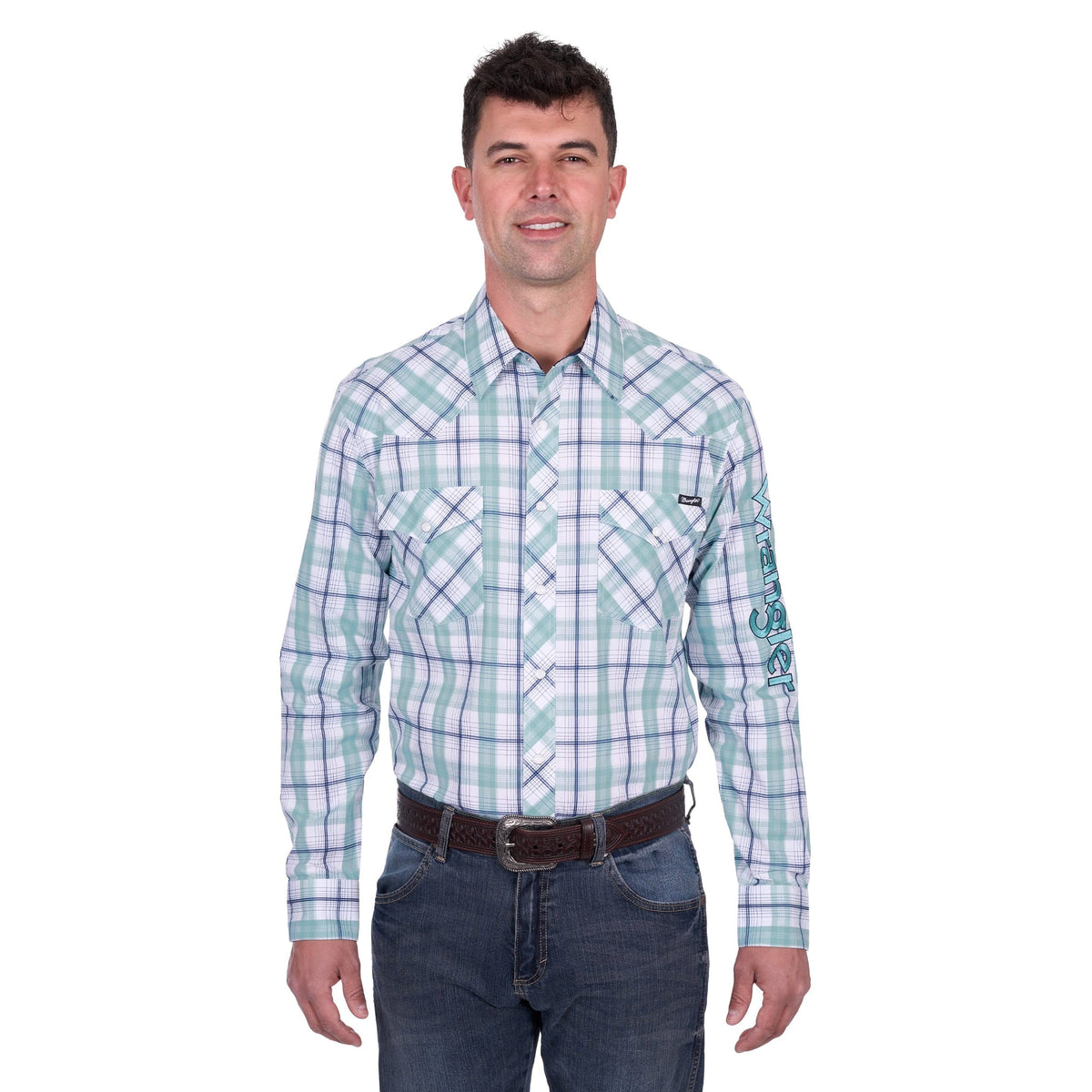 Wrangler Men's Jacob Logo Long Sleeve Western Shirt Wrangler