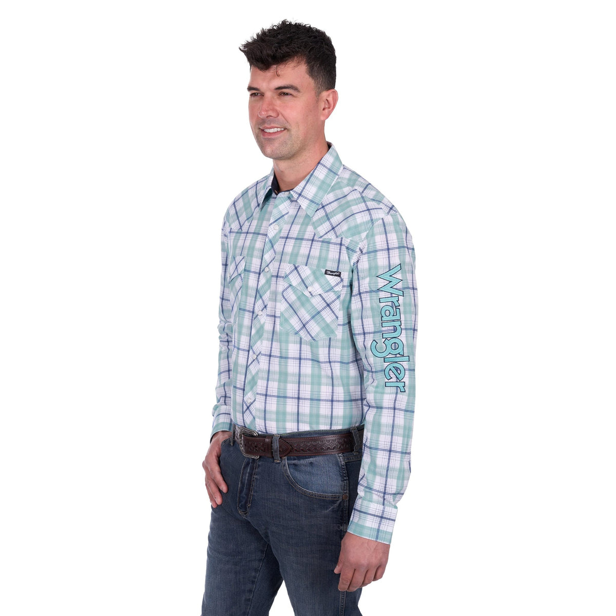 Wrangler Men's Jacob Logo Long Sleeve Western Shirt Wrangler