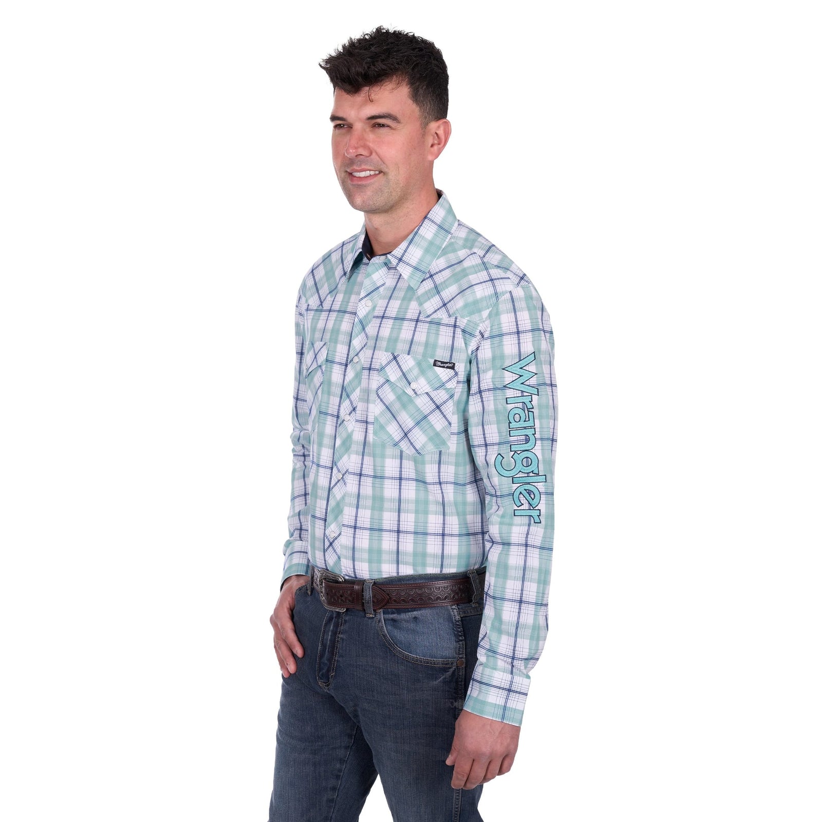 Wrangler Men's Jacob Logo Long Sleeve Western Shirt Wrangler