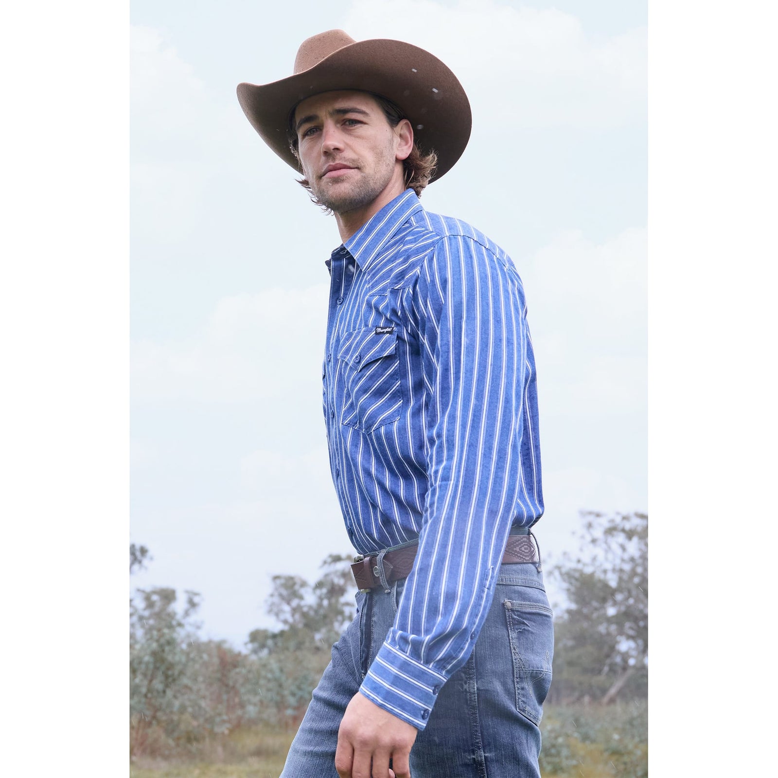 Wrangler Men's Roy Stripe L/S Western Shirt Wrangler
