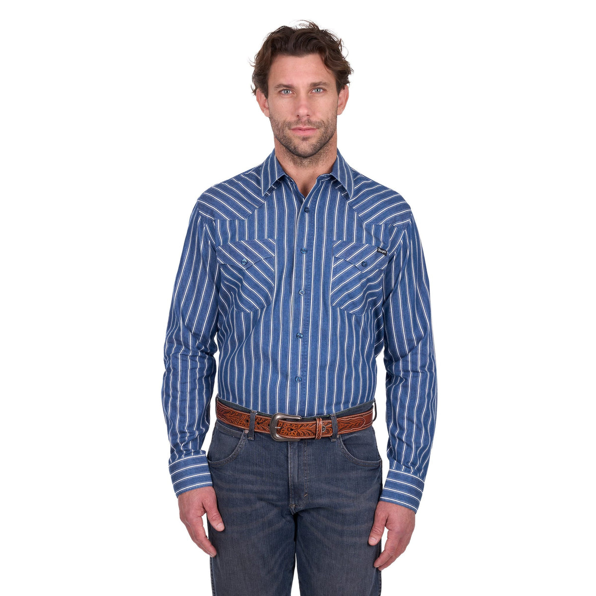 Wrangler Men's Roy Stripe L/S Western Shirt Wrangler
