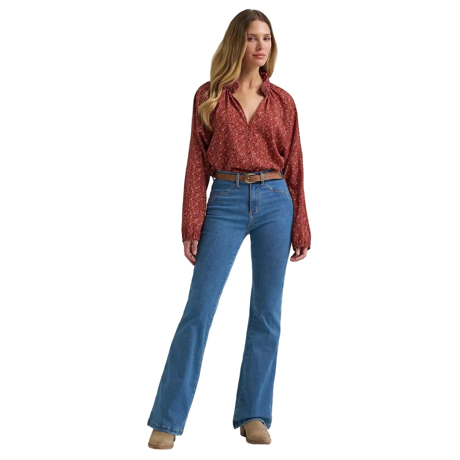 Wrangler Women's Button Front Princess Blouse Wrangler